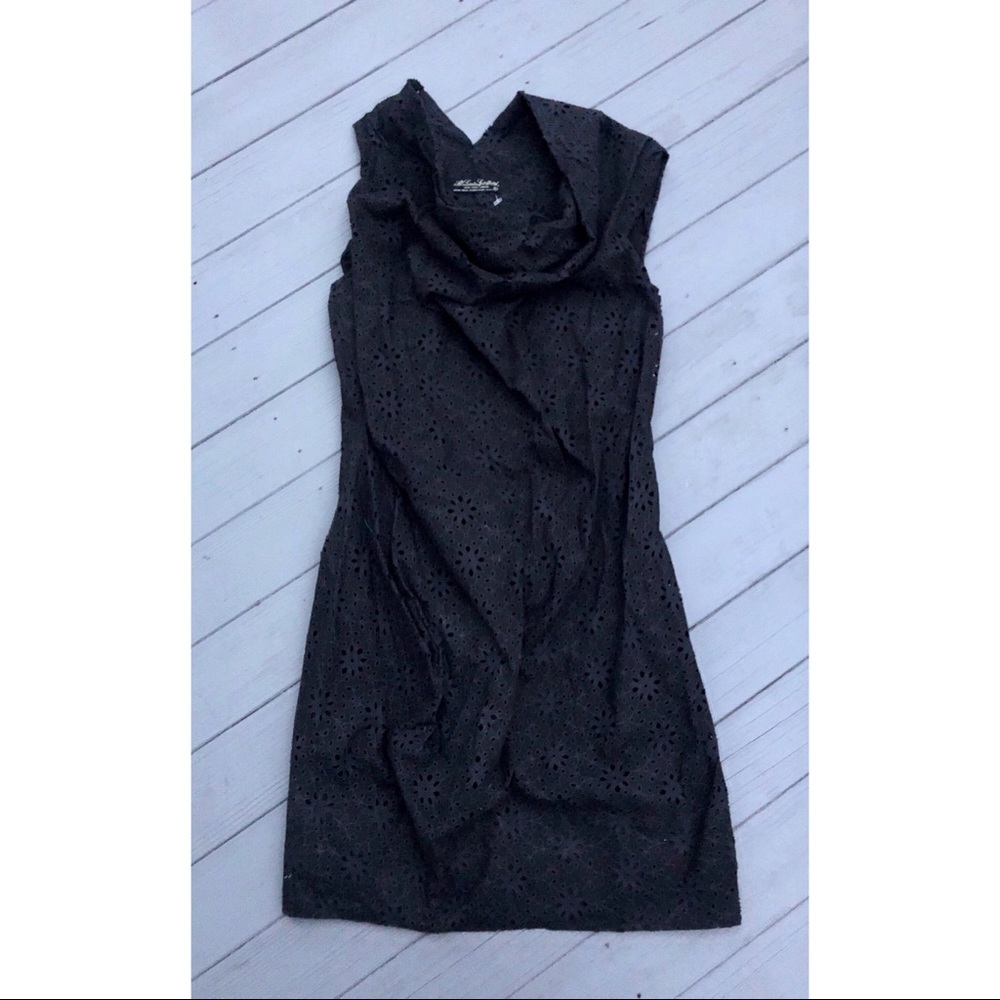All Saints black cowl neck eyelet mini dress S - Picture 3 of 8